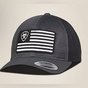 Ariat Cap Classics Yupoong, Shield,American Flag embroidered logo mesh snap back